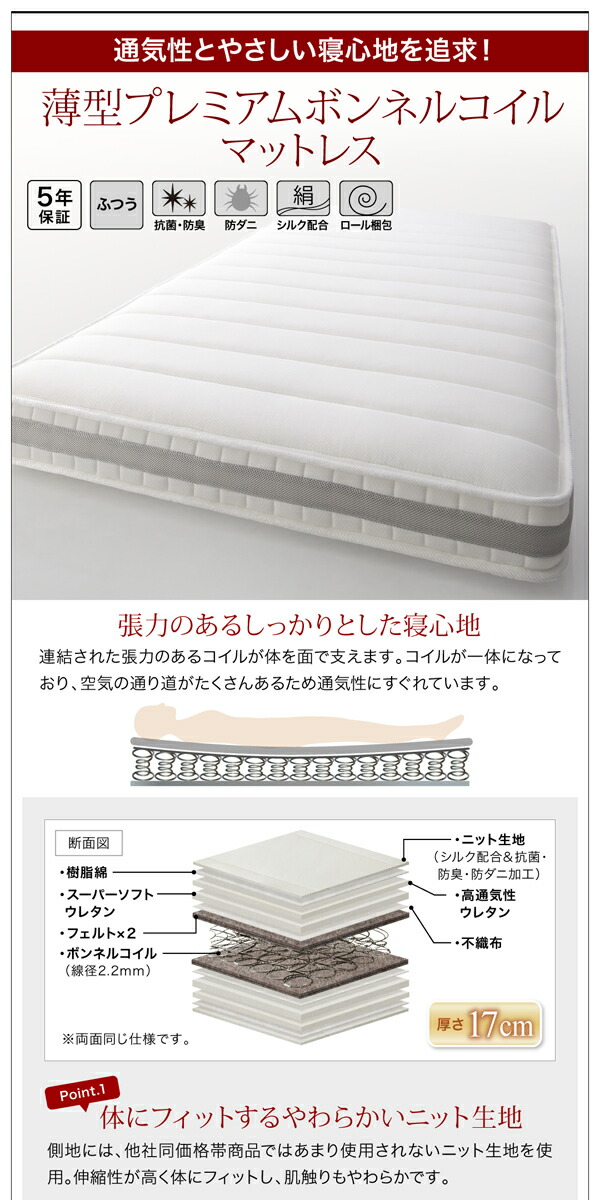 すのこベッド すのこ ベッド シングルベッド ベッドフレーム 薄型プレミアムボンネルコイルマットレス付き 縦開き クイーン(SS×2) グランド 組立設置付｜switch123123｜19