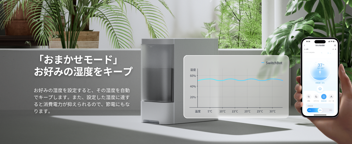 SwitchBot スイッチボット 気化式加湿器 大容量4.5L SwitchBot（スイッチボット） 気化式加湿器 大容量4.5L 21畳対応 18dB