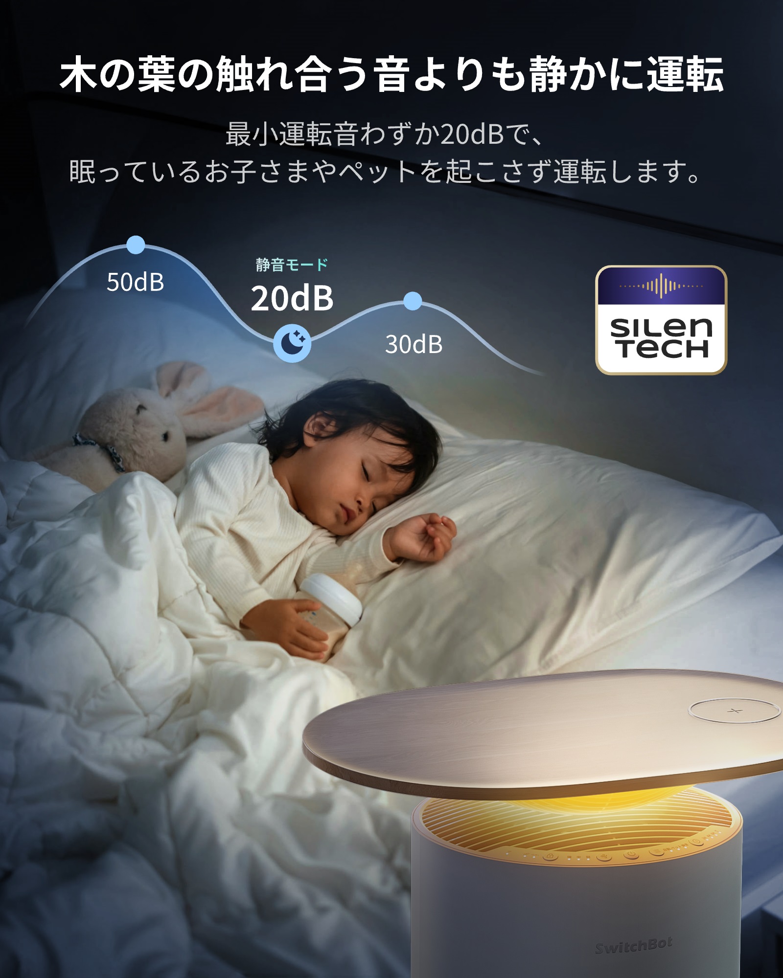 SwitchBot（スイッチボット） 空気清浄機 Table ワイヤレス充電 ムード