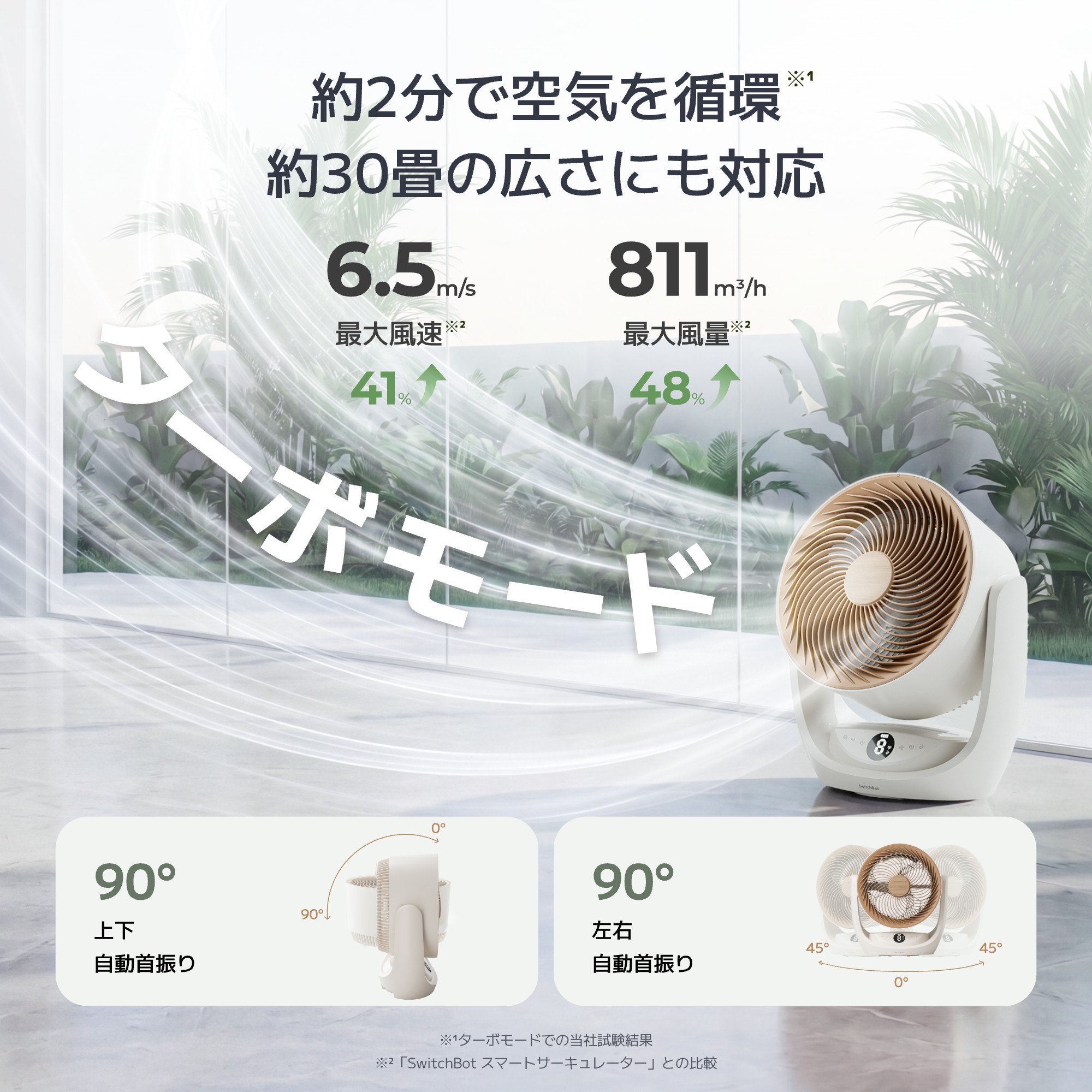 【7/25まで発売感謝で18%OFF】SwitchBot サーキュレーター2 Pro 扇風機 充電式 コードレス DCモータ 30畳対応 静音 自動首振り 3D送風 衣類乾燥 リモコン　節電 | SwitchBot | 04