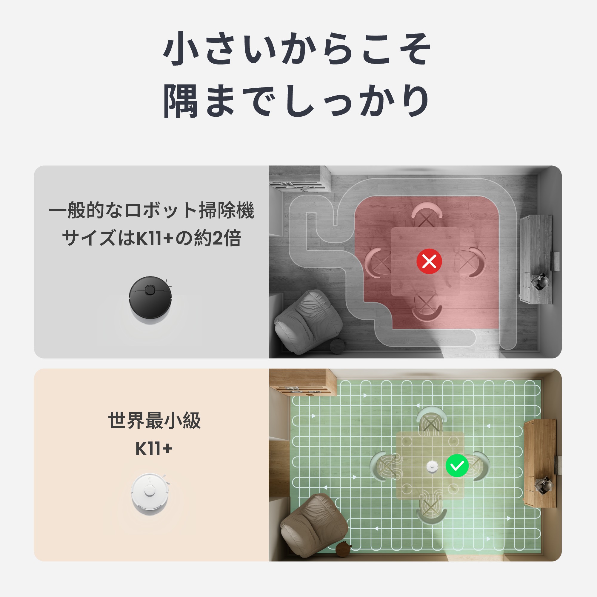 SwitchBot ロボット掃除機 K11+ 超小型 - 高精度マッピング 6000pa強力吸引 水拭き 2年保証 | SwitchBot | 02