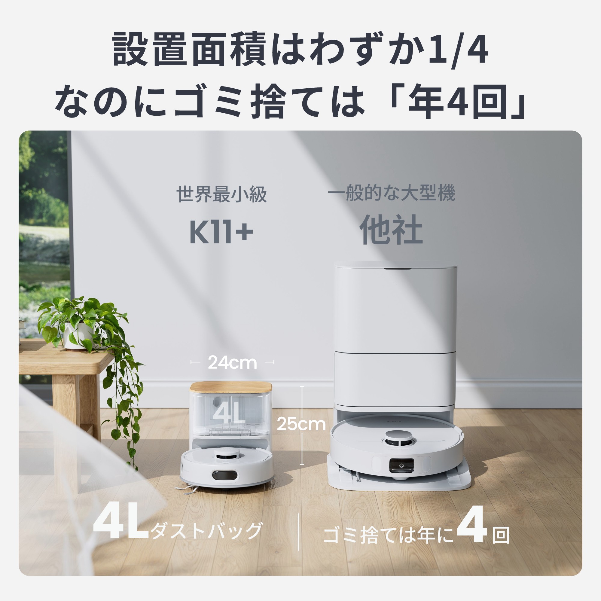 SwitchBot ロボット掃除機 K11+ 超小型 - 高精度マッピング 6000pa強力吸引 水拭き 2年保証 | SwitchBot | 04