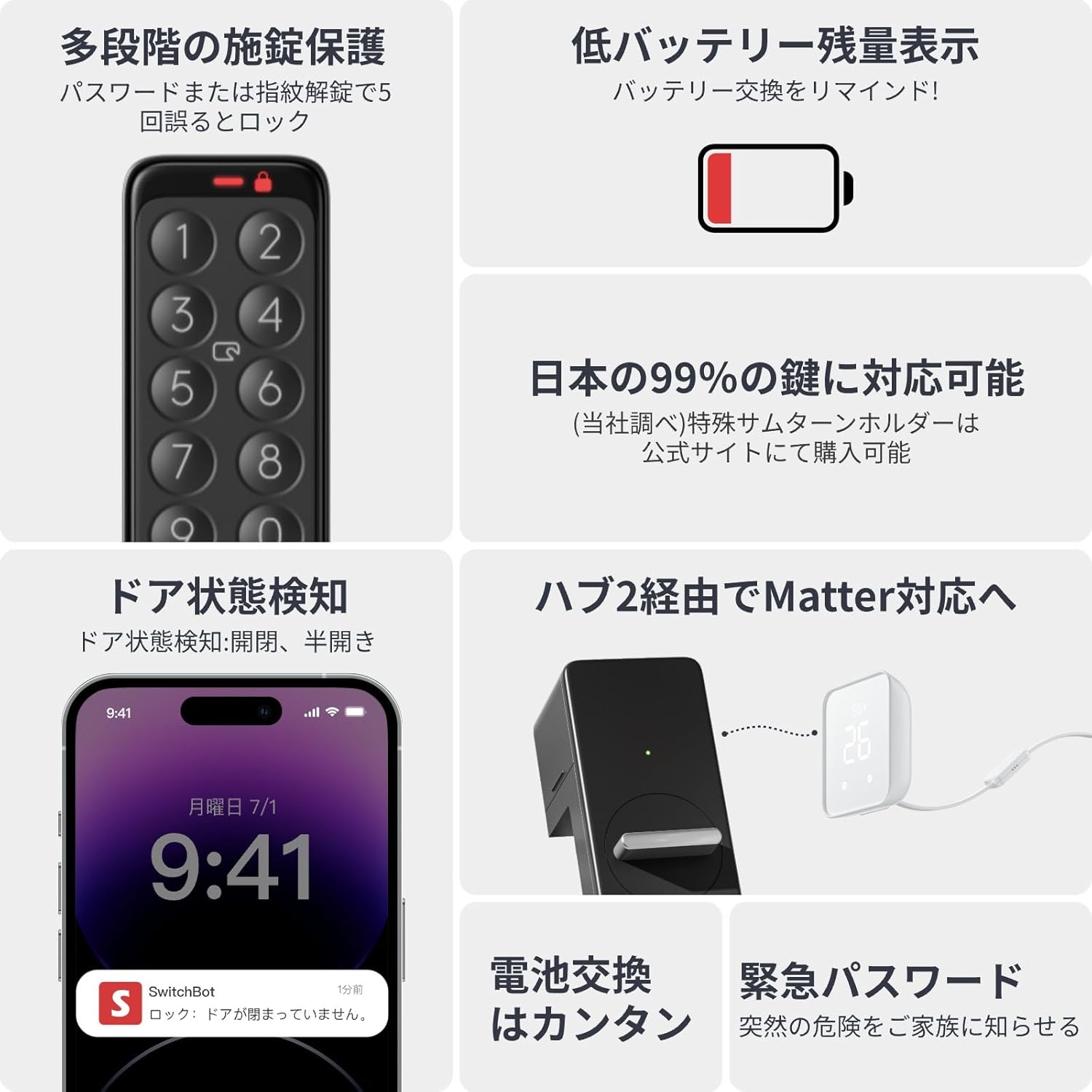 SwitchBot スマートロック 指紋認証パッド(Suicaタッチ) セット Alexaスマートホーム スイッチボット オートロック 暗証番号 玄関 工事不要取付カンタン 1年保証 | SwitchBot | 07