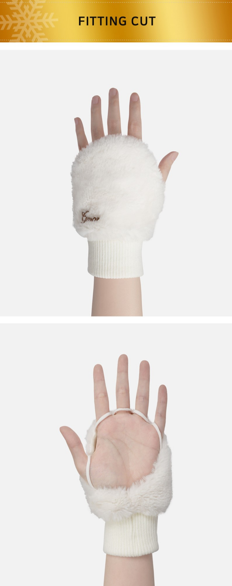 伸縮性エラスティックバンドで指にフィットするハンドウォーマー