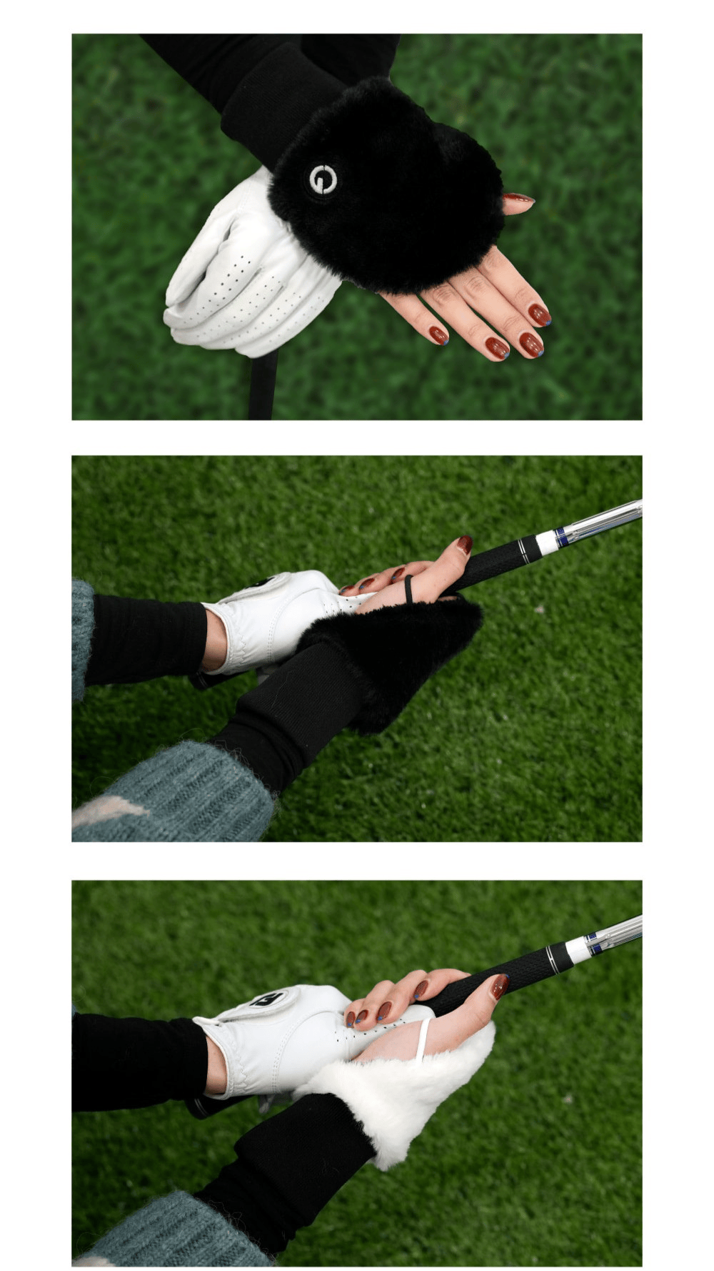 高品質ニット手首部分で快適フィット感の防寒ゴルフハンドウォーマー