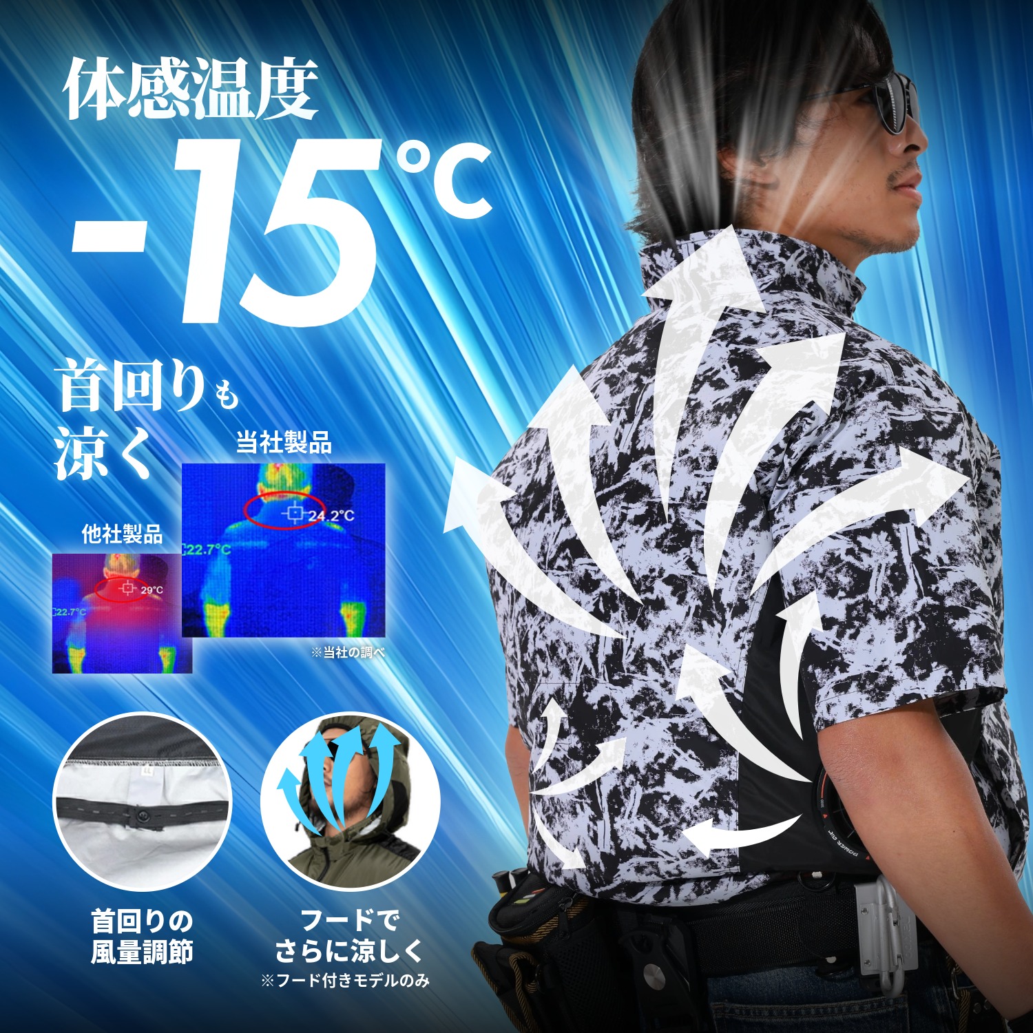 COVELL 2026年新 空調冷風服|服のみ【 ベスト、半袖、長袖、フード付