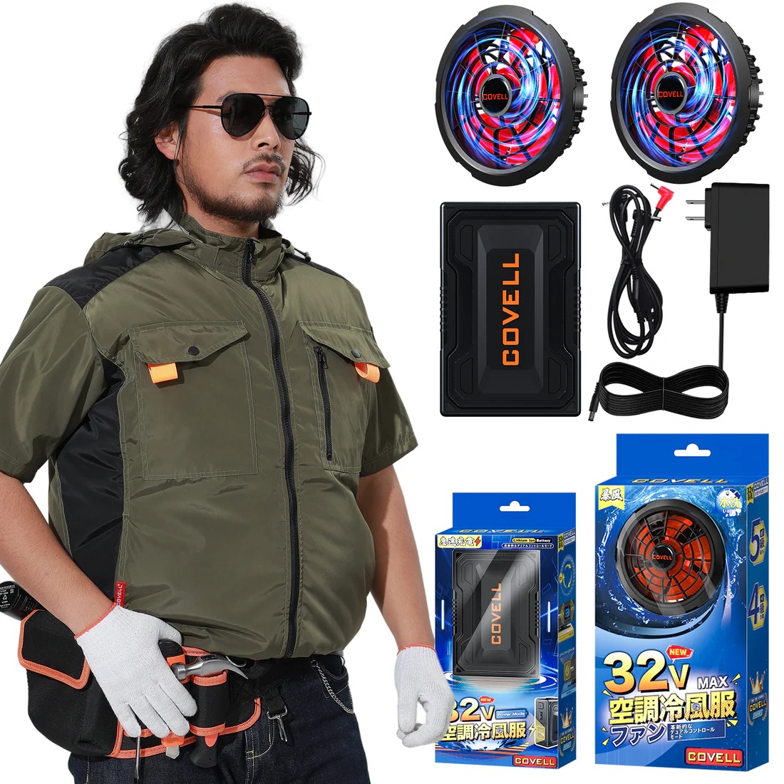 【XL】空調服　半袖　モバイルバッテリー付き 作業着 作業服 冷風服 ファン付き Amazon.co.jp: [barkyo] 空調作業服 ファン付き バッテリーフル