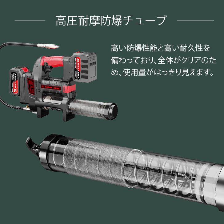 Kurflo電動式グリースガン 12000PSI 24v充電式 高圧防爆チューブ Kurflo電動式グリースガン 12000PSI 24v充電式 高圧防爆チューブ