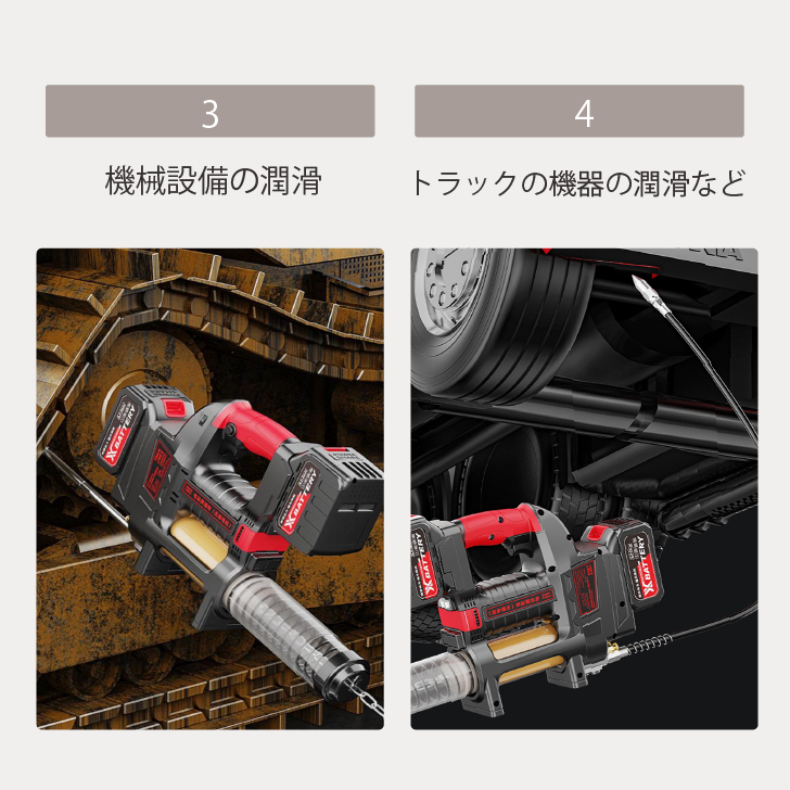 電動式グリースガン 12000PSI 24v充電式 高圧防爆チューブ コードレス