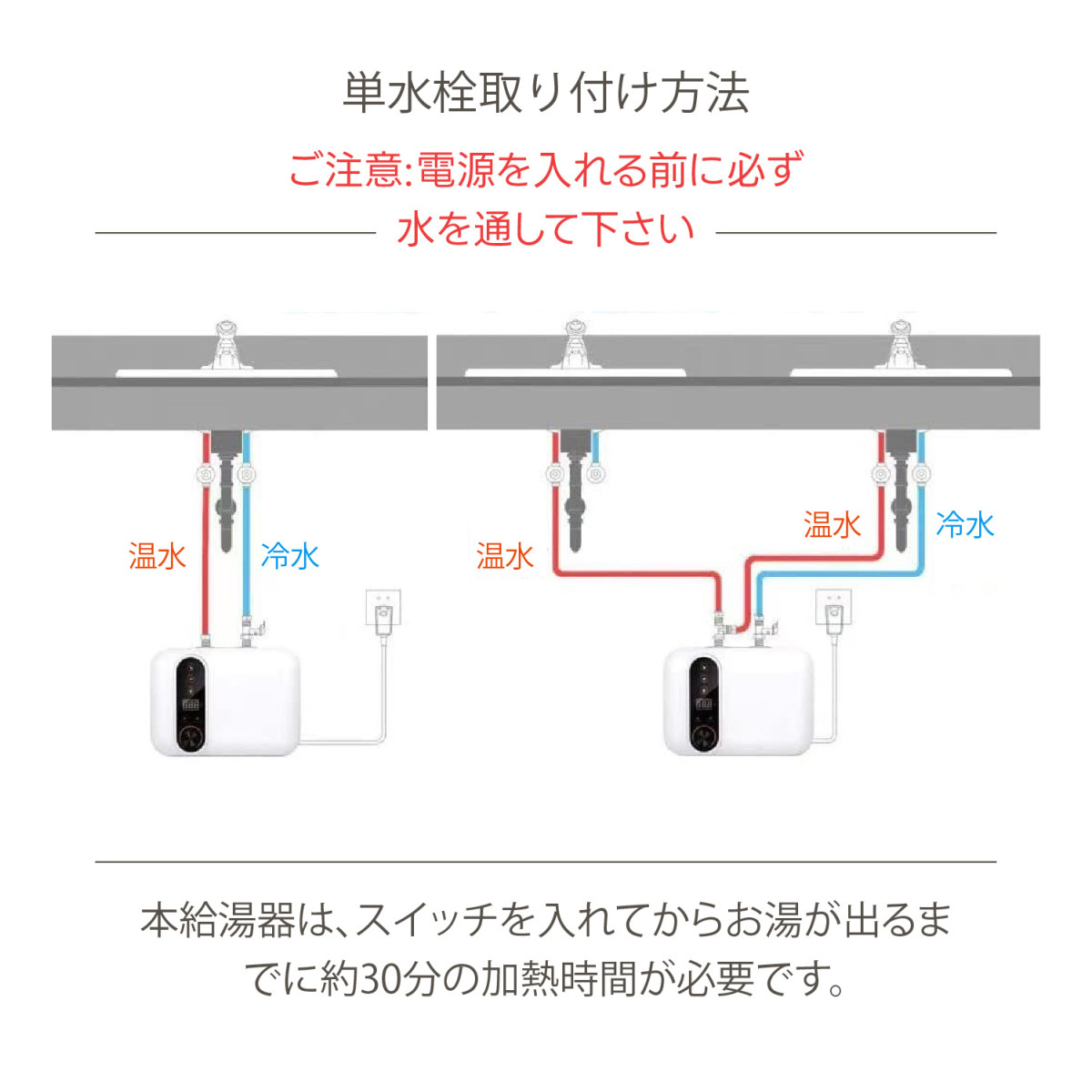 電気給湯器 110V/1500W 小型電気温水器 30℃~75℃調節 急速加熱 ミニ小型