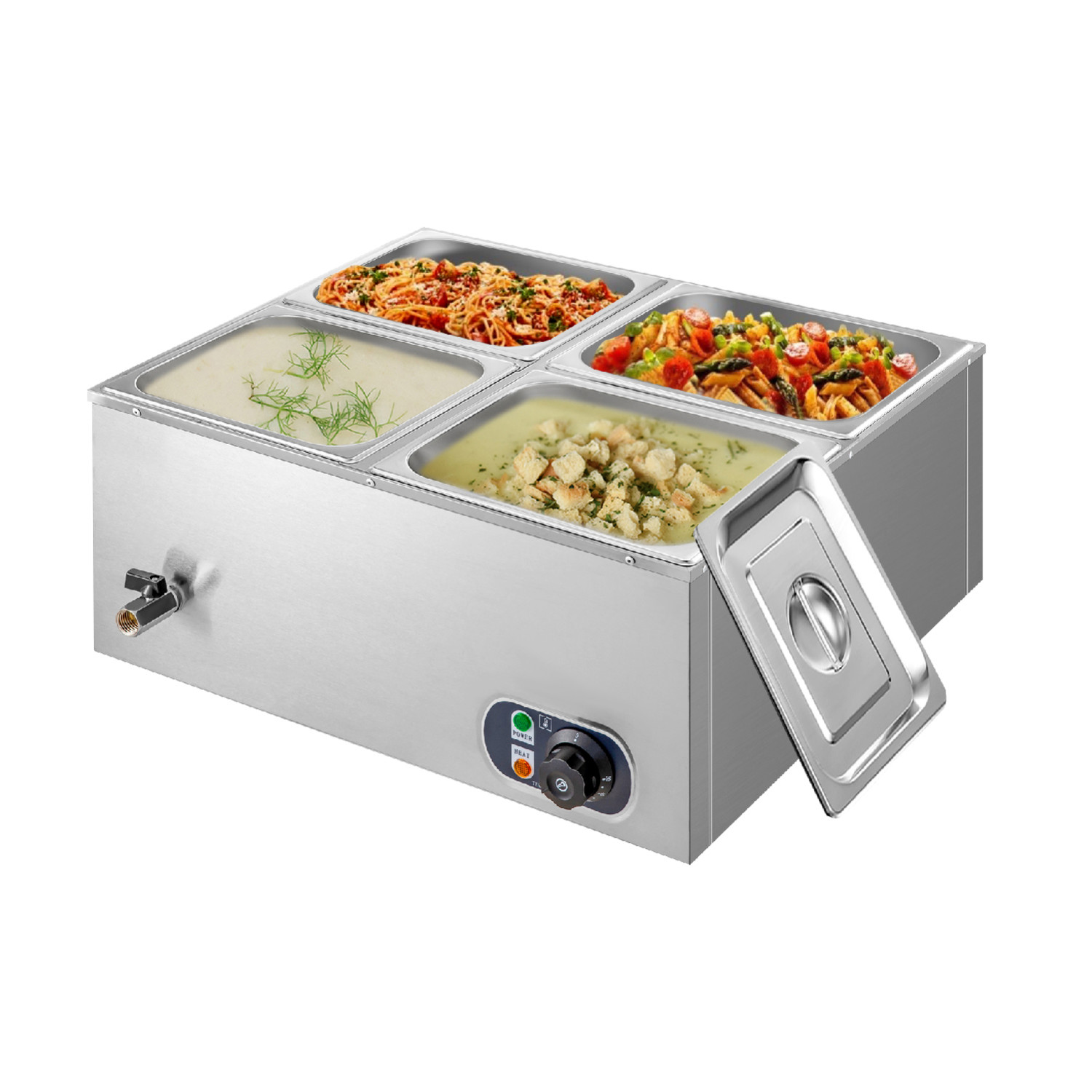 フードウォーマー ステンレス製 4容器 電気式フードウォーマー 1500W 業務用フードウォーマー ビュッフェ