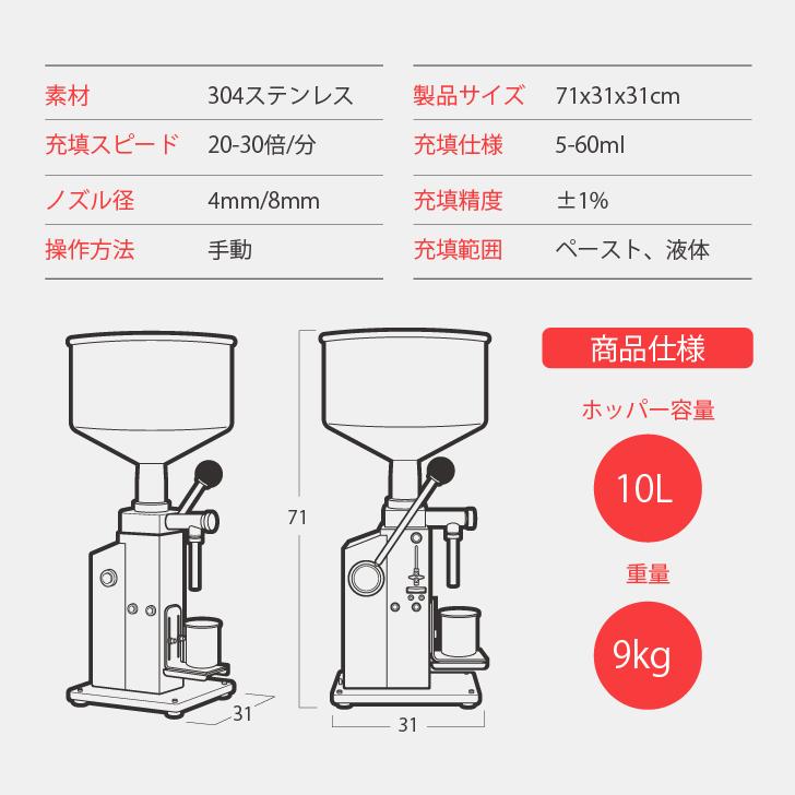 Kurflo手動液体充填機 5-60ml ペースト充填機 定量小型充填機 卓上型