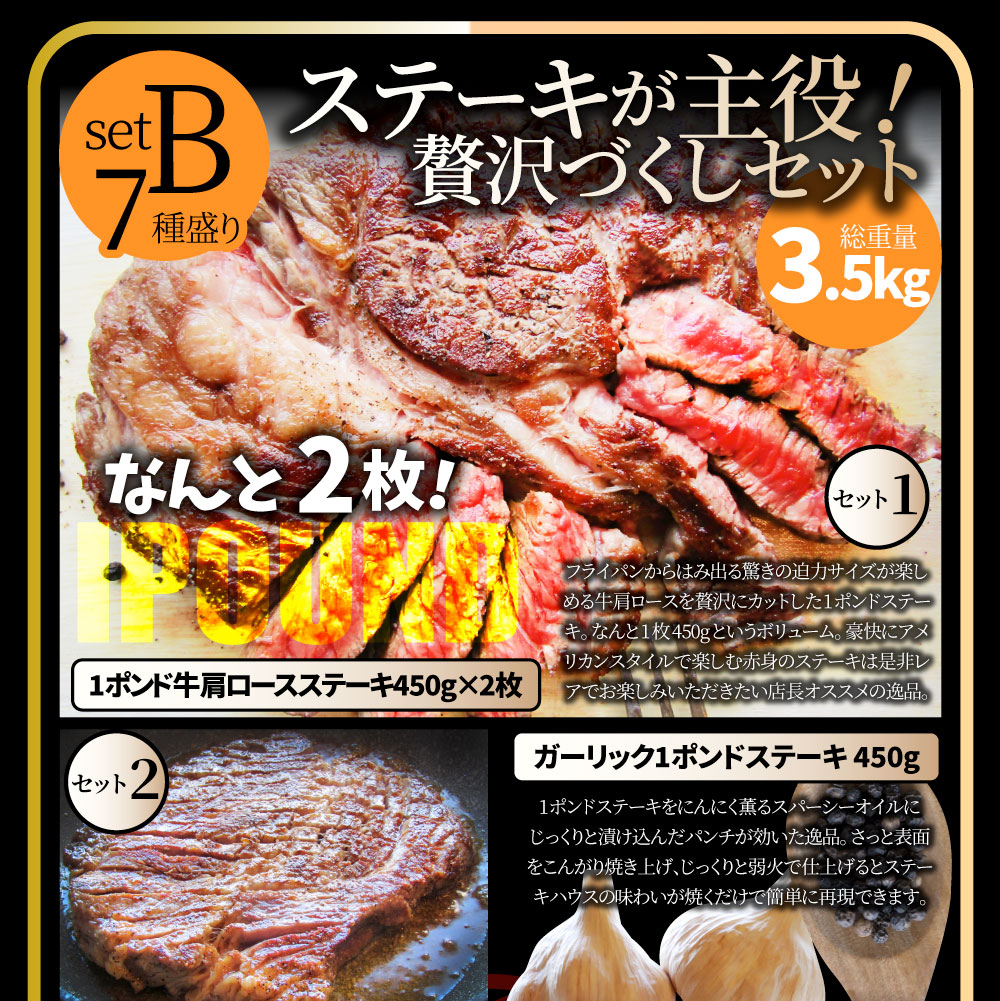 BBQにピッタリ・ステーキ＆焼肉！ しゃぶまる3種から選べるメガ盛り肉