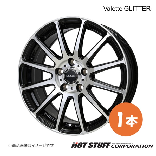 【15×6.0J 5-100 INSET43 ブラックポリッシュ(BK/P) テーパー座】ヴァレットグリッター ホイール 1本 HOT STUFF Valette GLITTER