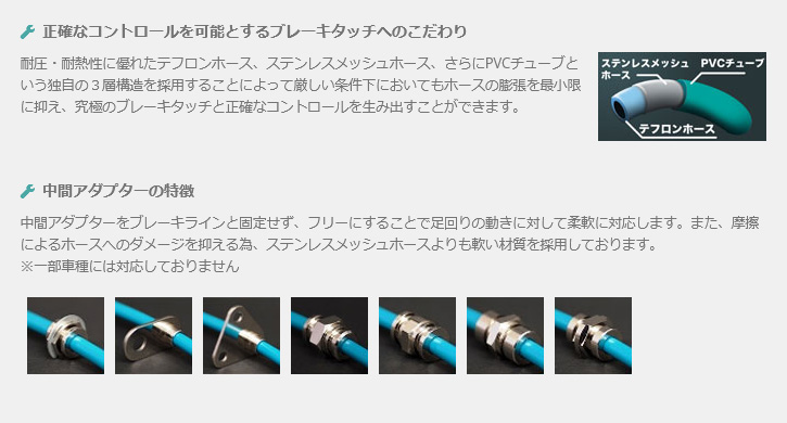 TEFLON BRAKE LINE アコード/トルネオ CL7/CL9 ステンレス クリア ブレーキライン Project μ/プロジェクト・ミュー 品番:BLH-018BCの画像
