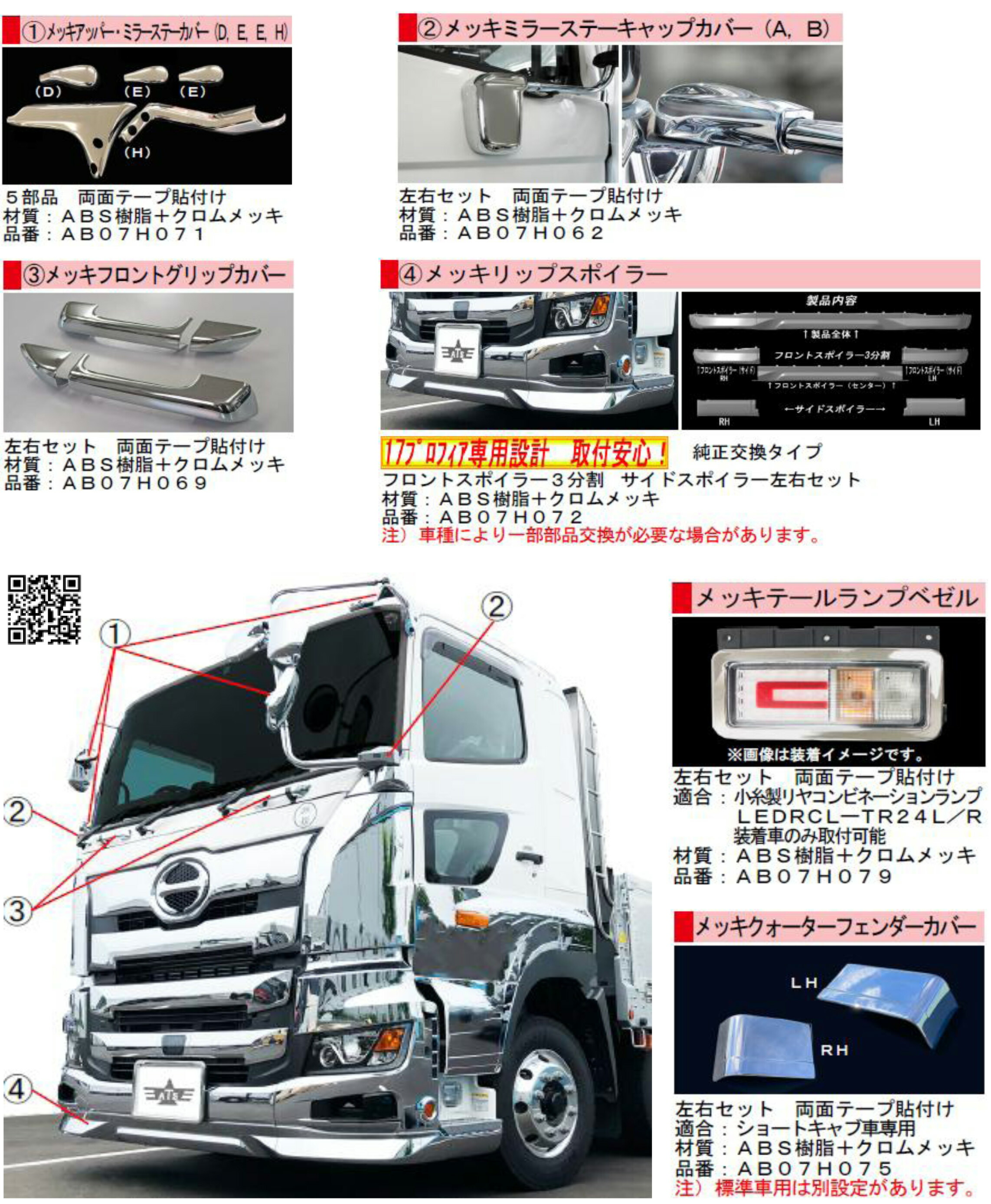 日野自動車 17 プロフィア リップ スポイラー 左右 H29