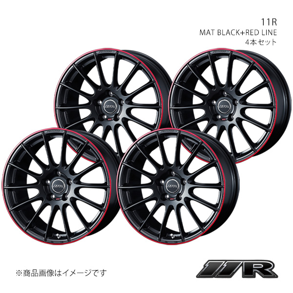 【18インチ 5H 100 8.0J +48】ホイール4本セット 11R MAT BLACK+RED LINE　0040982×4