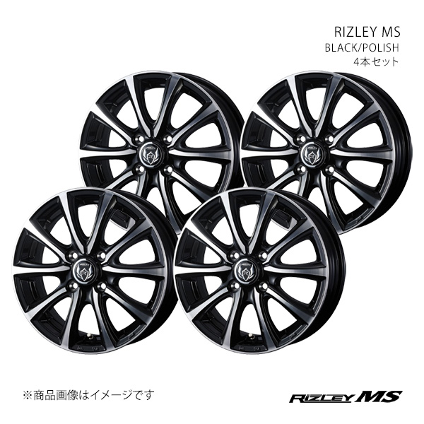 【15インチ 4H 100 4.5J +45】ホイール4本セット RIZLEY ライツレー BLACK/POLISH 0041640×4