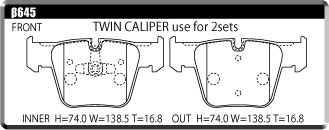 ACRE アクレ ブレーキパッド レーシングプロ(競技専用) フロント Mercedes Benz CL W216 クーペ 6.3 CL63 AMG 07.03〜10.11 β645