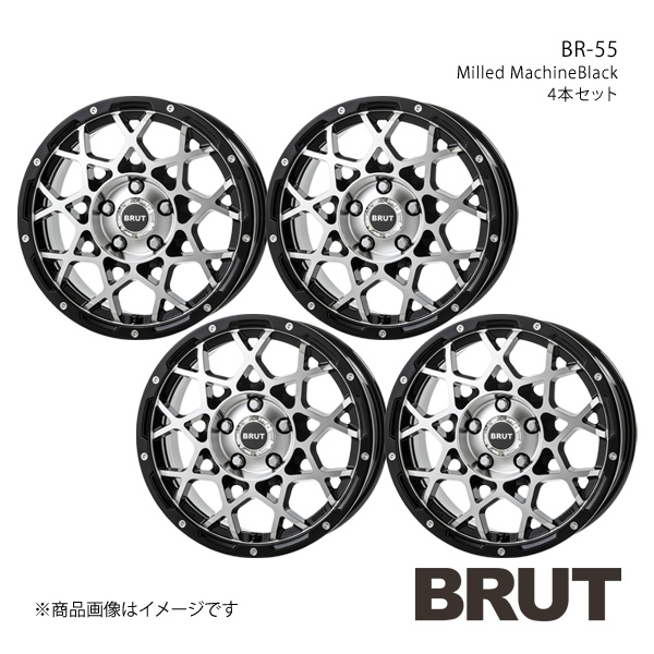 BRUT ブルート BR-55 デリカD：5 CV#W アルミホイール4本セット【16×6.5J 5-114.3 +35 ミルドマシンブラック】TRISTAR トライスター