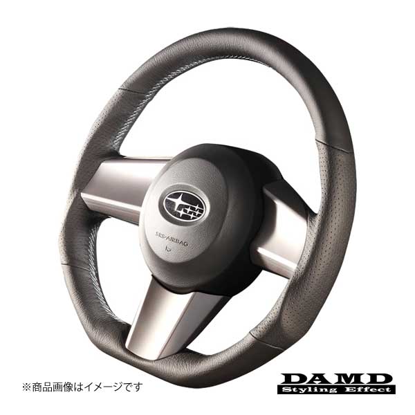DND　ツーリング　パンチングレザー　グレーステッチ　ステアリング　ハンドル　灰 DAMD/ダムド ステアリング SS362-D グレーステッチ レガシィツーリング