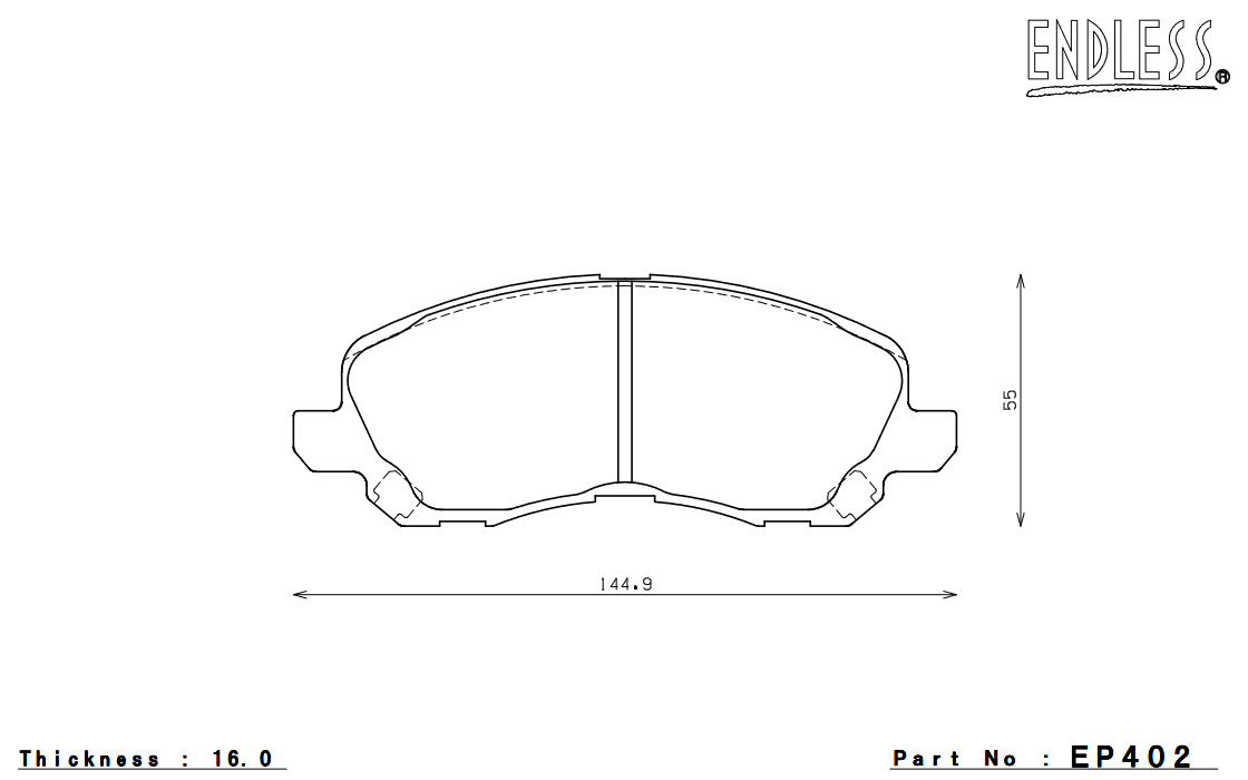 ENDLESS ブレーキパッド SSS フロント ギャランフォルティス CY4A(FF/4WD EXCEED/SUPER EXCEED ディスクF:15インチ/R:14インチ) EP402SS2｜syarakuin-shop｜05