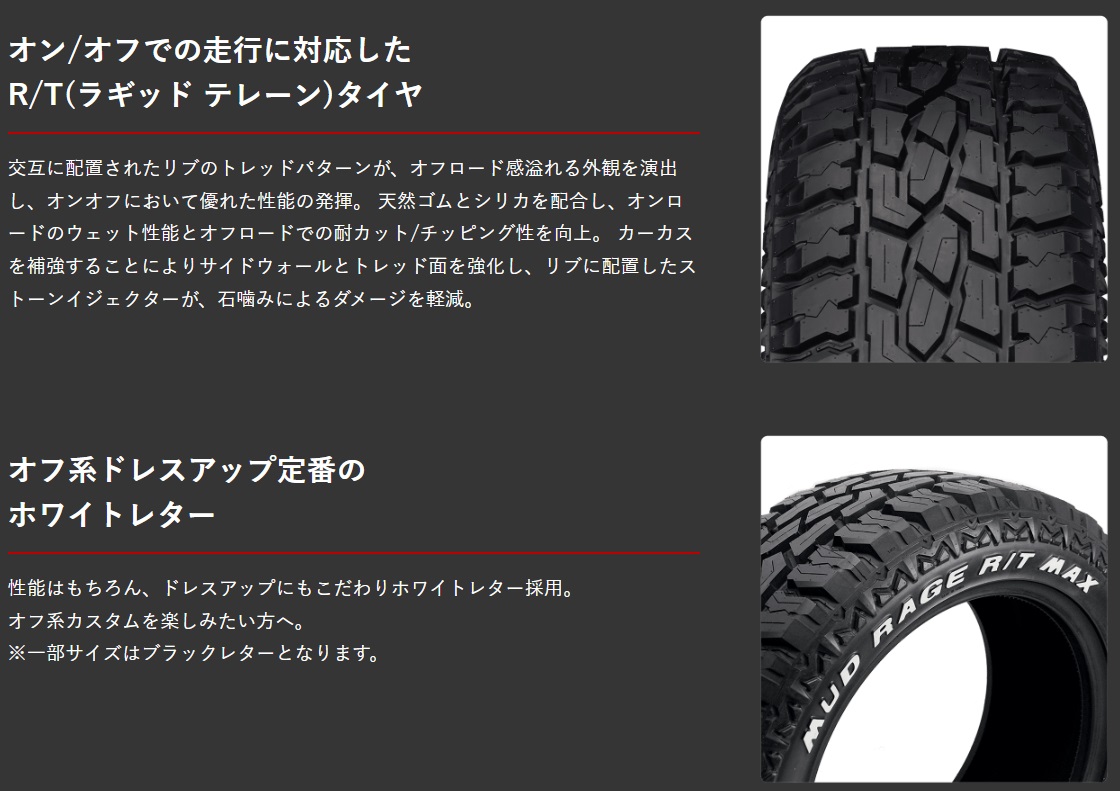 GRIPMAX/グリップマックス MUD Rage R/T Max M+S タイヤ 4本 165R14 97/95Q RWL レイズドホワイトレター 6972435763161の画像