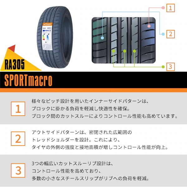 APTANY アプタニー RA305 サマータイヤ 225/50R18 95W 4本 2026年製造 夏タイヤ 安い 激安 タイヤ 送料無料_2