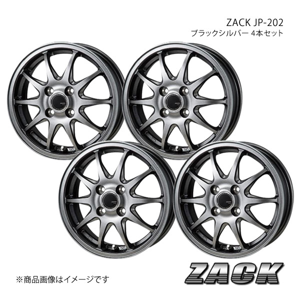 ZACK JP-202 アルトラパン/アルトラパンLC HE22S 2008/11〜2015/6 アルミホイール4本セット 【14×4.5J 4-100 +45 ブラックシルバー】｜syarakuin-shop