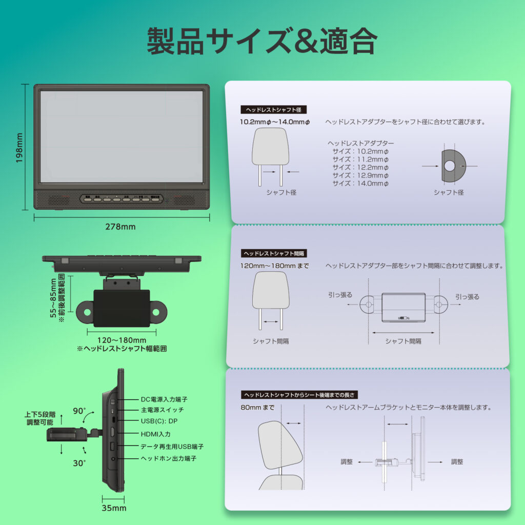 慶洋エンジニアリング KEIYO APPスマートリアモニター11.6インチ AN