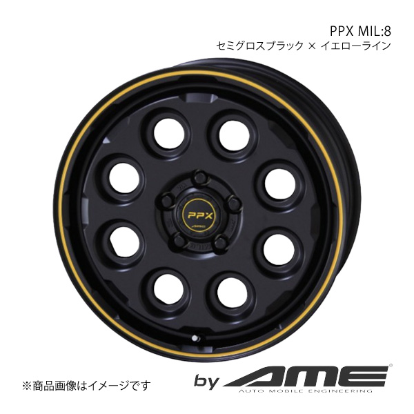 PPX Mil：8 ホイール1本 ジムニーシエラ JB43W(2002/1〜2018/7)【16×5.5J 5-139.7 +0 セミグロスブラックイエローライン】 共豊｜syarakuin-shop