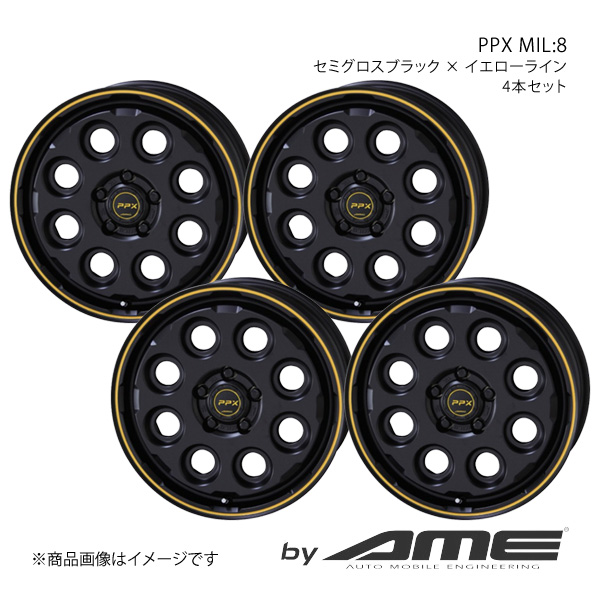 PPX Mil：8 アルミホイール 4本セット ジムニー JB64W(2018/7〜)【16×5.5J 5 139.7 +20 セミグロスブラックイエローライン】 共豊 :kyh qq e f2 h 19442s:車楽院