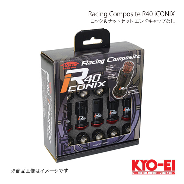 KYO EI レーシングコンポジットR40 アイコニックス ロック＆ナットセット エンドキャップなし M12×P1.5 ブラック キャップ: RI 11KU :ri 11ku qq e 5s:車楽院