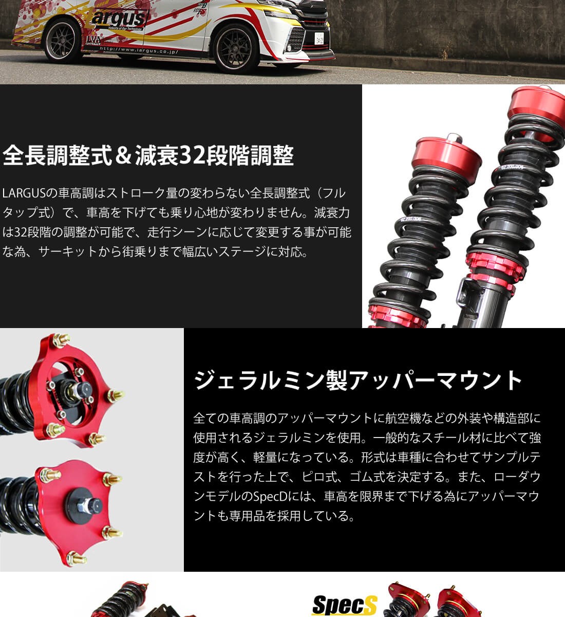 Largus ラルグス 全長調整式車高調キット シルビア 車高調 S13 P SpecRS R ニッサン