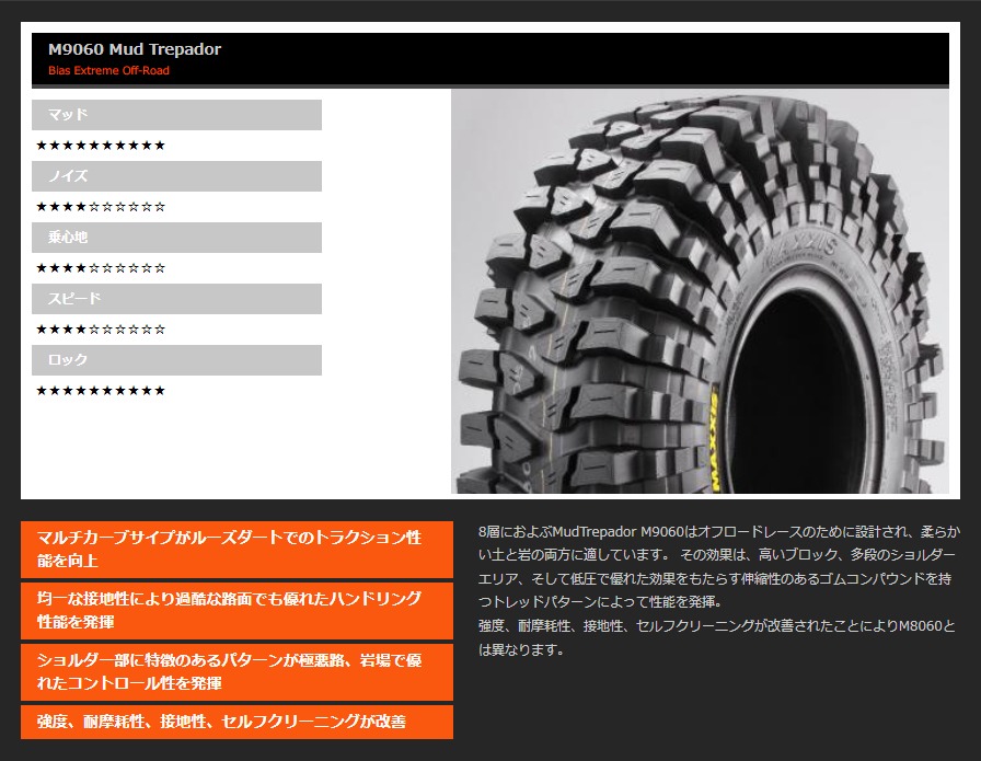 MAXXIS マキシス M9060 Mud Trepador タイヤ 1本 38.5x12.50-16LT - 8PR｜syarakuin-shop｜02