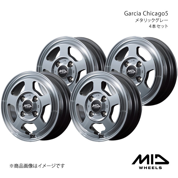 MID WHEELS/Garcia Chicago5 ムーヴ L175/185 アルミホイール4本セット【15×4.5J 4-100 INSET45 メタリックグレー】