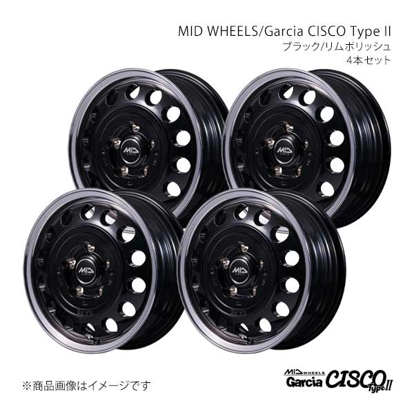 MID WHEELS/ガルシアシスコ タイプ2 アルミホイール4本セット【14×5.0J 5-114.3 INSET48 BRP】D70645083342BKP0×4