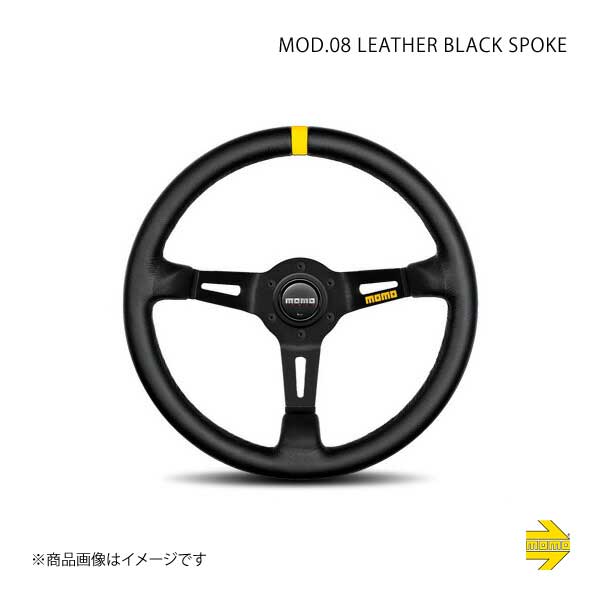 MOMO モモ ステアリング MOD 08 レザー ブラックスポーク オンライン