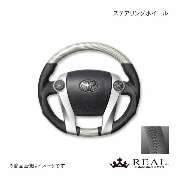 REAL レアル ステアリング TOYOTA/トヨタ プリウス 30系 オリジナルシリーズ ガングリップ シルバーカーボン ブラックステッチ :30 2 sc qq e 599:車楽院