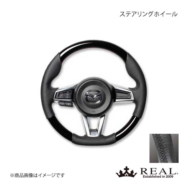 REAL レアル ステアリング MAZDA/マツダ ロードスター ND5RC オリジナルシリーズ ガングリップ ピアノブラック ブラック ユーロステッチ :mzc pbw bk qq e 1158:車楽院