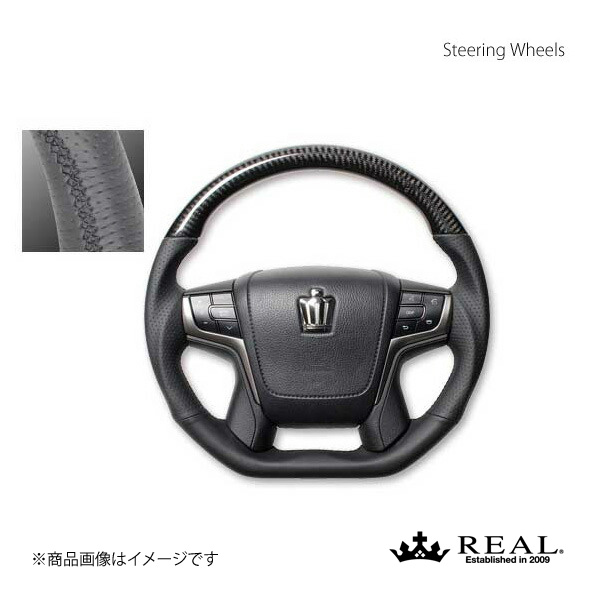 激安出品REAL レアル ステアリング ブラックカーボン (ブラックユーロステッチ) RAV4 AXAH52 AXAH54 MXAA52 MXAA54 2019年4月～ ※PHV不可 ステアリング、ハンドル本体