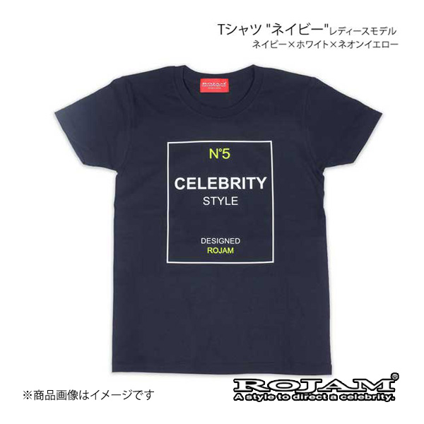 ROJAM ロジャム Tシャツ ネイビー レディースモデル ネイビー×ホワイト×ネオンイエロー サイズ：WM 70-T181-3WM｜syarakuin-shop