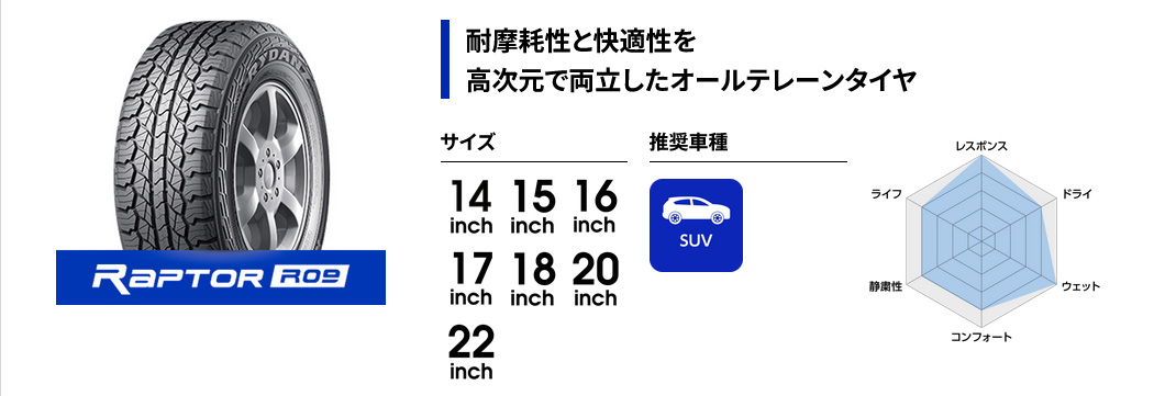 RYDANZ レイダン タイヤ 2本セット RAPTOR R09 235/70R16 106T Z0160×2 タイヤ単品 : ryd qq e f2 i 160s : 車楽院