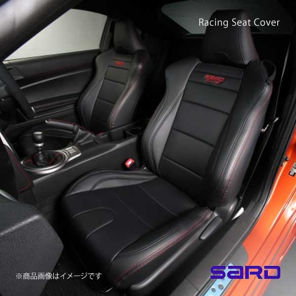 SARD サード Racing SEAT COVER シートカバー 前後シート1台分セット 86 ZN6 表皮ブラックPVCレザー/ステッチレッドWステッチ