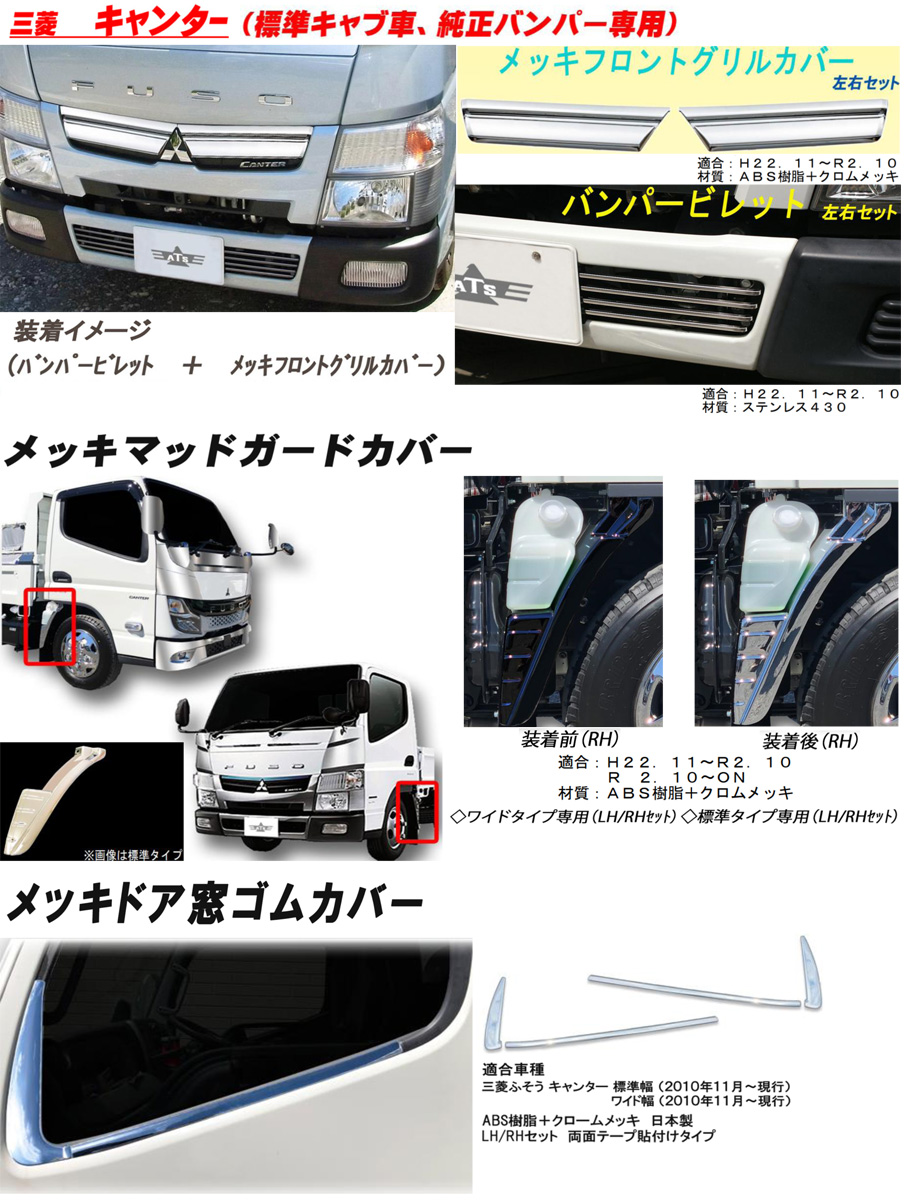 三菱ふそう ファイターメッキパーツ（トラック用 フロントグリップ