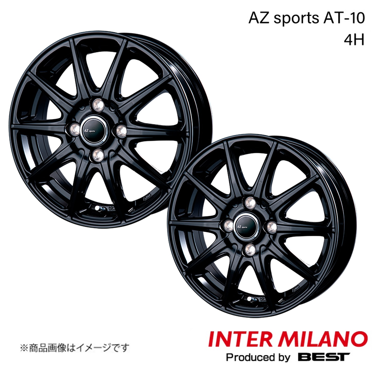 INTER MILANO/インターミラノ AZ sports AT 10 ホイール 2本セット 【13×4.00B 4 100 INSET43 ブラック】 :inmila qq e h 20s:車楽院