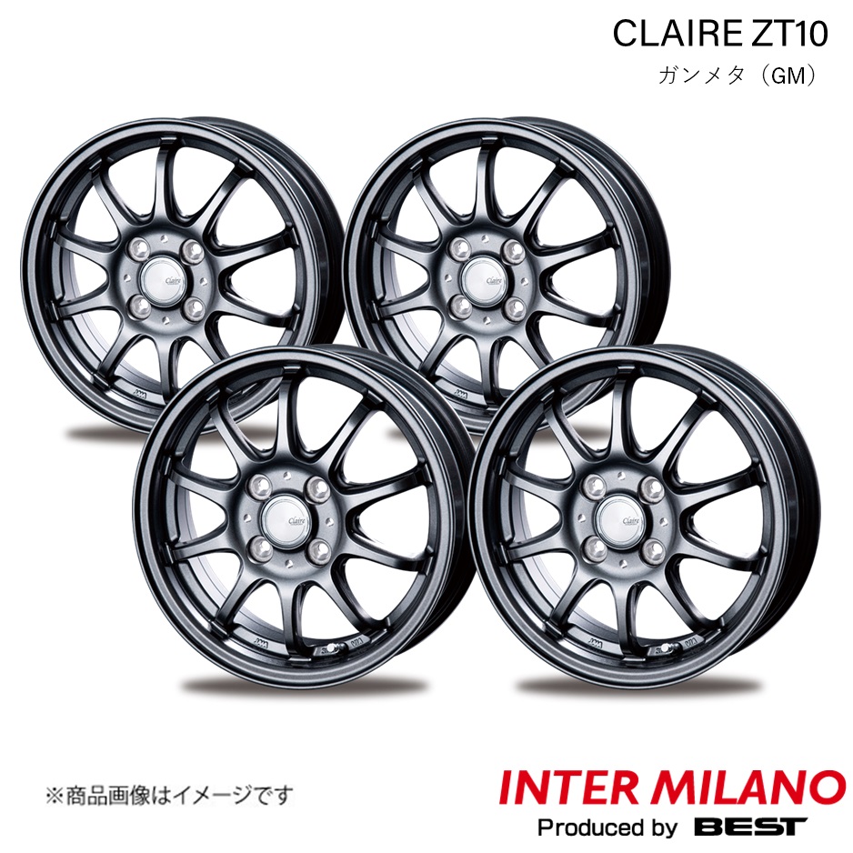 INTER MILANO/インターミラノ CLAIRE ZT10 ホイール 4本【14×4.5J 4 100 INSET45 ガンメタ】 :inmila qq e h 4453s:車楽院