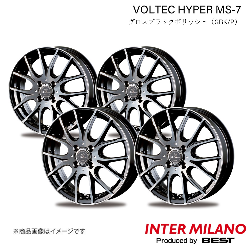 INTER MILANO/インターミラノ VOLTEC HYPER MS 7 ホイール 4本【16×5.0J 4 100 INSET45 グロスブラックポリッシュ】 :inmila qq e h 3108s:車楽院