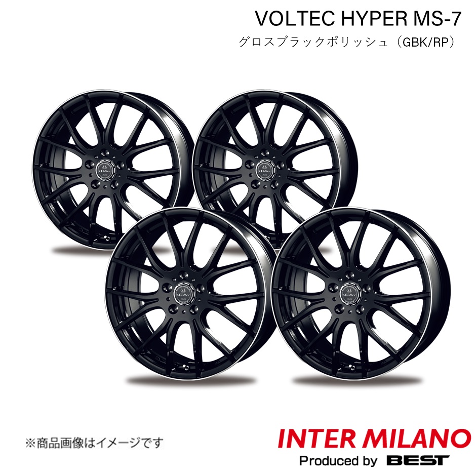 INTER MILANO/インターミラノ VOLTEC HYPER MS 7 ホイール 4本【22×9.0J 5 114.3 INSET38 グロスブラック/リムエッジポリッシュ】 :inmila qq e h 3141s:車楽院