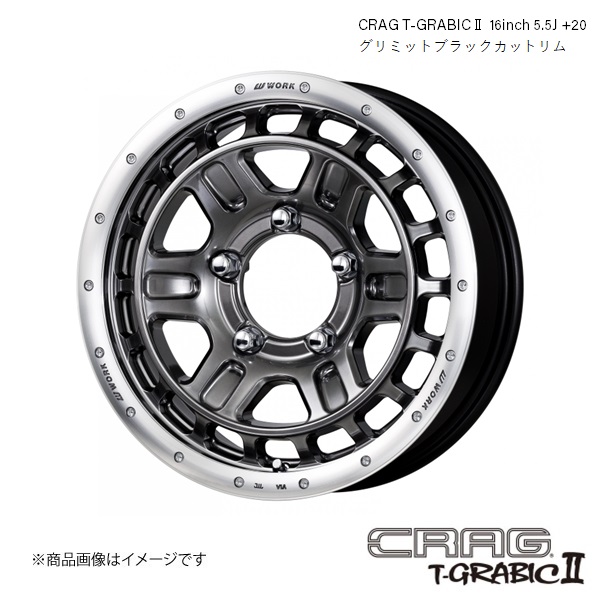 クラッグ ティーグラビックツー 16インチ 5穴 5H 139.7 5.5J +20 ジムニー オフ系 ホイール 5本 グリミットブラックカットリム CRAG :wor ctg2 qq e h 35s:車楽院